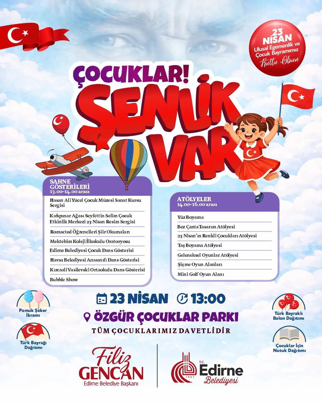 23 NİSAN COŞKUSUNUN ADRESİ DEĞİŞTİ: ÇOCUKLARIMIZIN BAYRAMI ÖZGÜR ÇOCUKLAR PARKI'NDA KUTLANACAK!